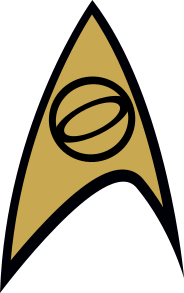 Rules Button; image is of a Starfleet Delta, Science Division, from The Original Series